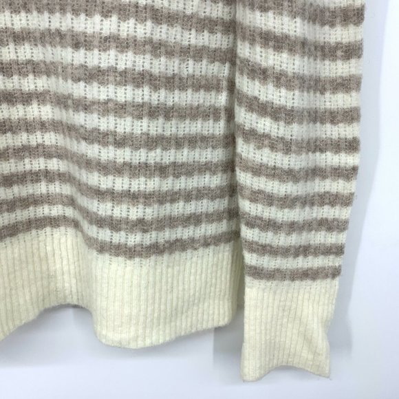 Striped Cream and White Turtleneck Sweater - Picture 6 of 11